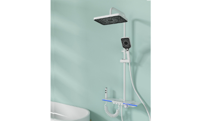 Fyeer White LED Shower Set with 4 Functions