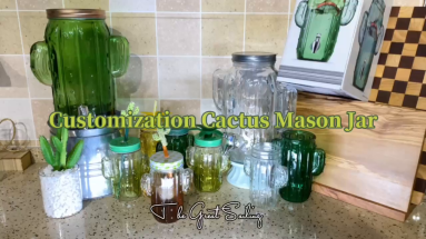 Customization Cactus Mason Jar