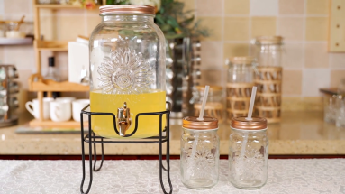 ZGS glass beverage dispenser with mason jar, support customization