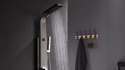 Fyeer Glossy Black Digital Shower Panel with LED