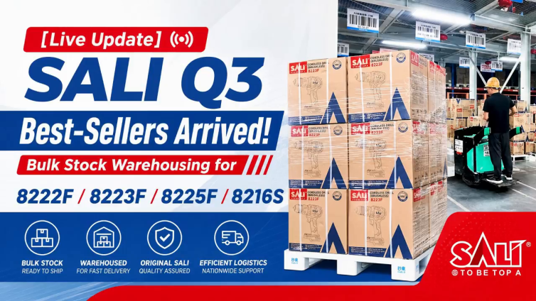 🚚 BULK STOCK HAS ARRIVED.
Q3 best-selling SALI cordless drills are now landing in our warehouse.
📦 Large-volume inbound stock
🏭 Organized warehouse storage
⚡ Ready to meet bulk demand
8222F · 8223F · 8225F · 8216S
More stock means more availability — and more capacity to support our partners' next orders.
SALI TOOLS | STOCKED TO KEEP BUSINESS MOVING.