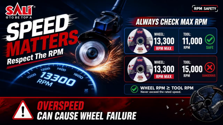 ⚠️ Cutting Disc Safety: Check the RPM!
🔹 Wheel RPM ≥ Tool RPM
🛠️ Right Speed. Safer Cutting.
