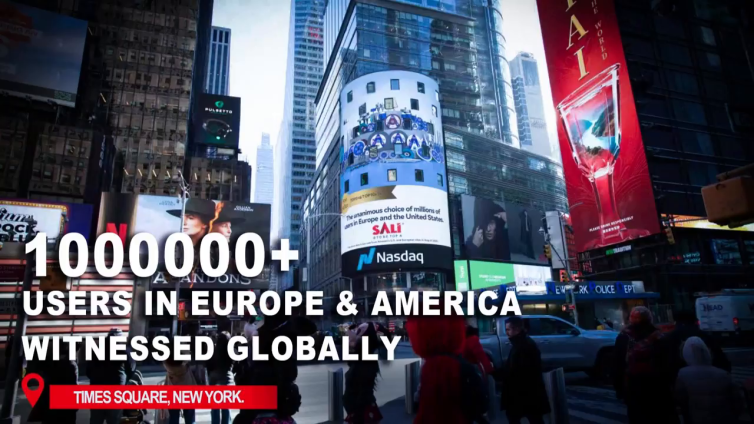 [庆祝]SALI surpasses 1 million users in Europe and America
🌏Honored to light up the NASDAQ Tower in New York!