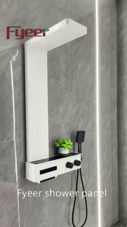 Fyeer shower panel with storage shelf