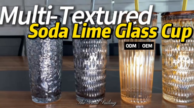 Multi-Textured Soda Lime Glass Cup for Tabletop and Kitchenware