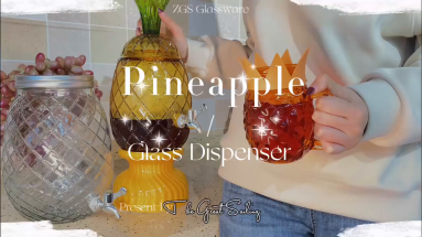 Pineapple shape glass beverage dispenser, support customize color painting