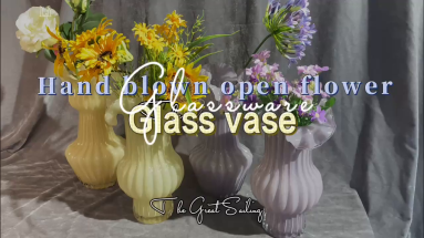 Hand-blown open flower vases