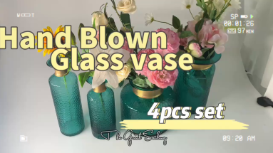Enhance Your Decor with the Elegance of 4pcs Set Hand Blown Glass Vases