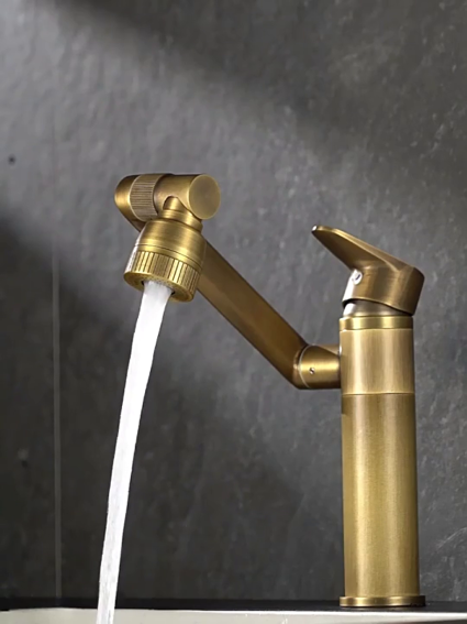 Fyeer Antique Brass Flexible Basin Faucet
