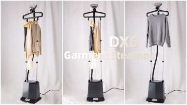 DX6 double-pole garment steamer with a stable all-in-one hanger