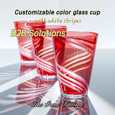 Customizable Color Glass Cup with White Stripes