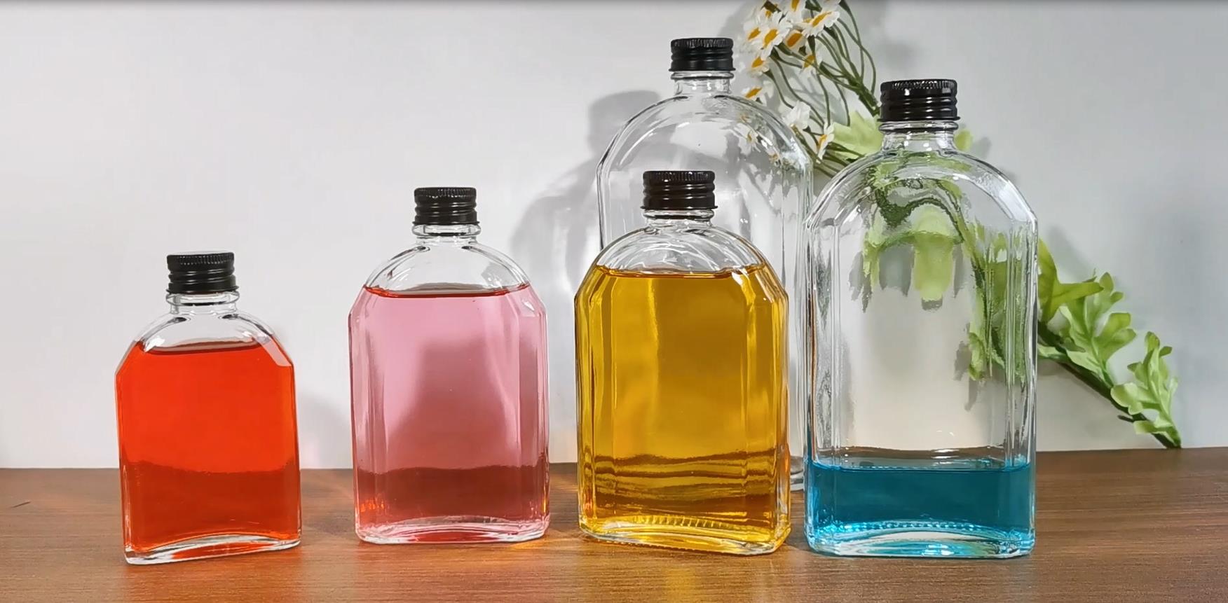 slanted shoulder flat wine bottles