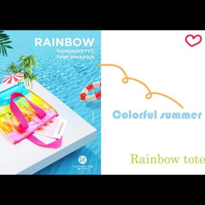 Transparent PVC Bag Colorful summer Rainbow tote | Twinkling Star Handbag