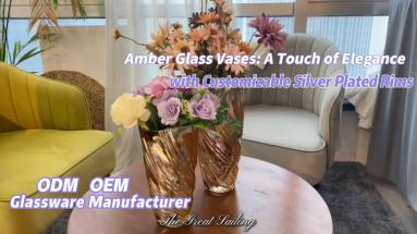 Amber Glass Vases: A Touch of Elegance with Customizable Silver-Plated Rims