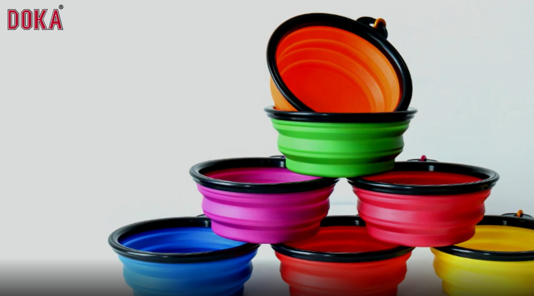 Portable customized logo accept portable silicone pet portable silicone pet bowl bowl