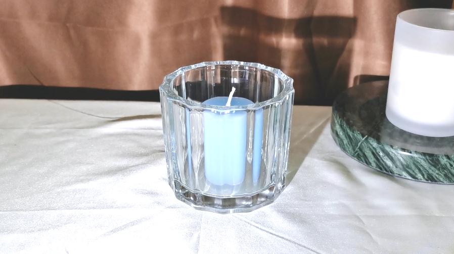 thick-walled transparent glass candle container