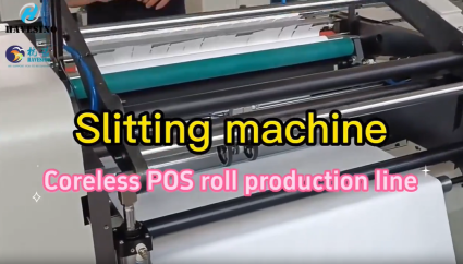 thermal paper slitter rewinder work with shrink packing machine for POS paper roll