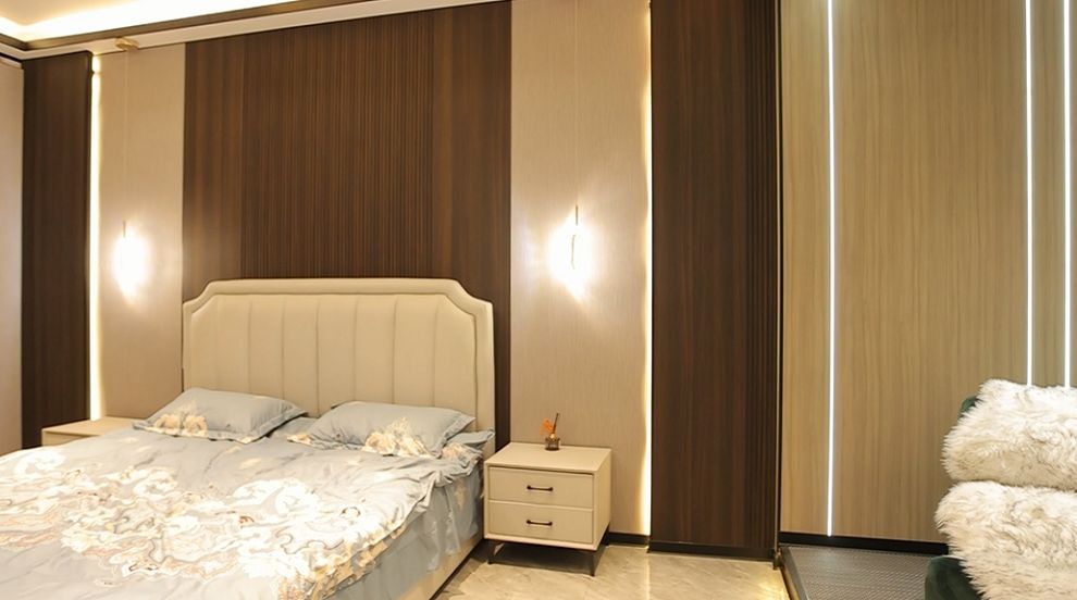 Whole house custom furniture like wardrobe and stylish bedside table